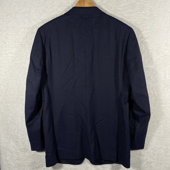 Joseph Abboud 100% Wool Reda Super 110's Sport Coat Blazer Blue 40L Textured - Picture 8 of 13